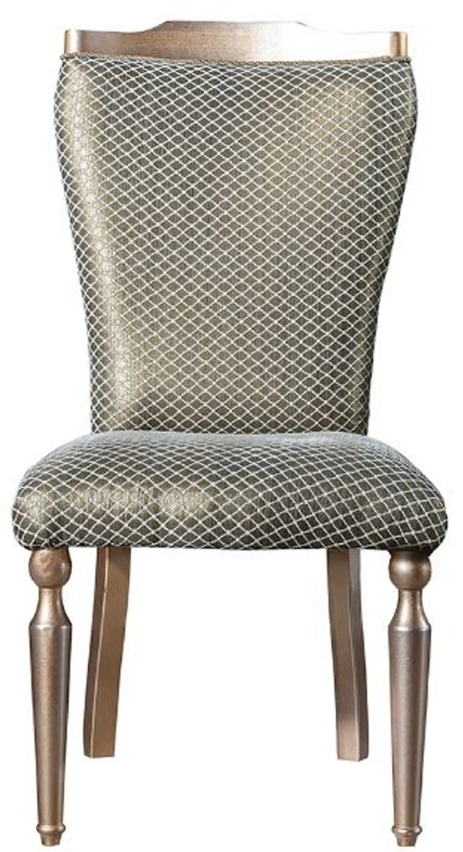 Casa Padrino Luxus Barock Esszimmerstuhl Grün / Silber / Kupfer / Gold - Handgefertigter Massivholz Küchenstuhl - Esszimmer Möbel im Barockstil
