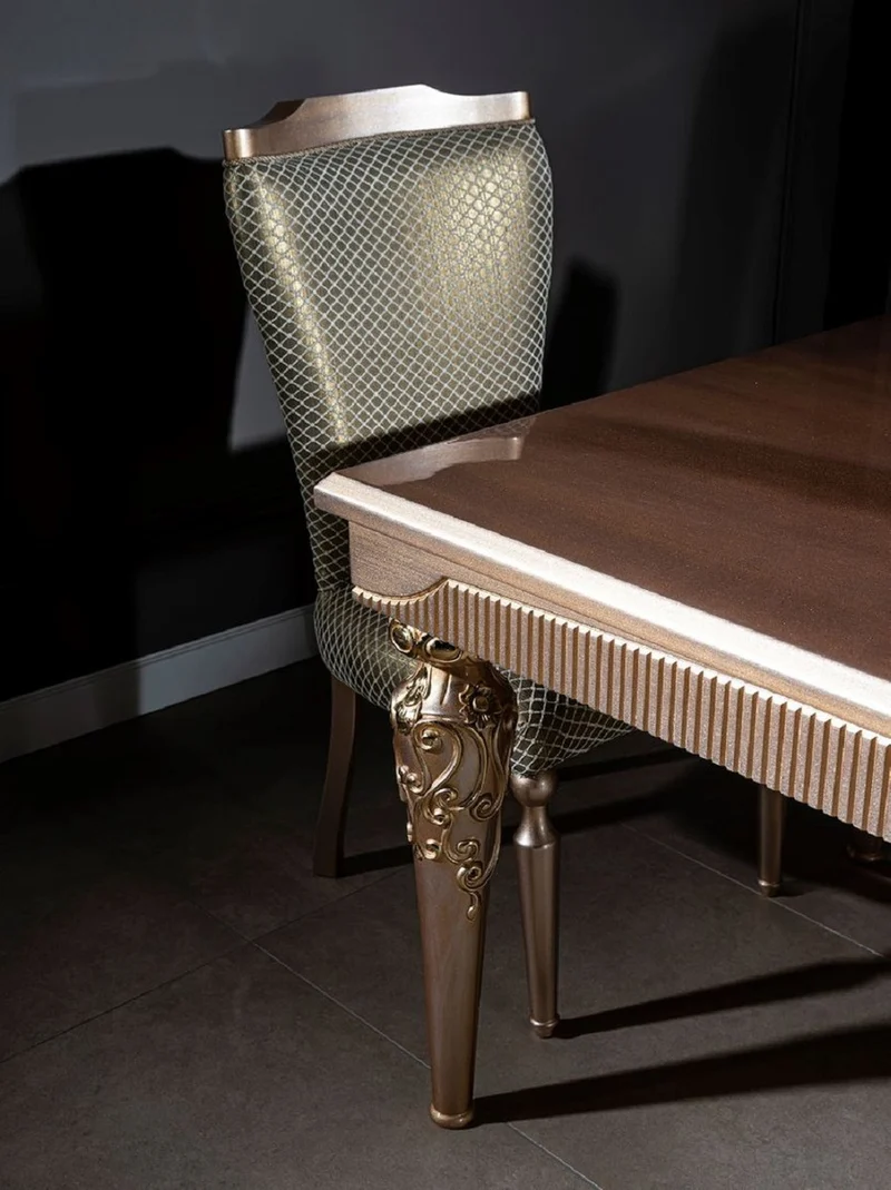 Casa Padrino Luxus Barock Esszimmerstuhl Grün / Silber / Kupfer / Gold - Handgefertigter Massivholz Küchenstuhl - Esszimmer Möbel im Barockstil