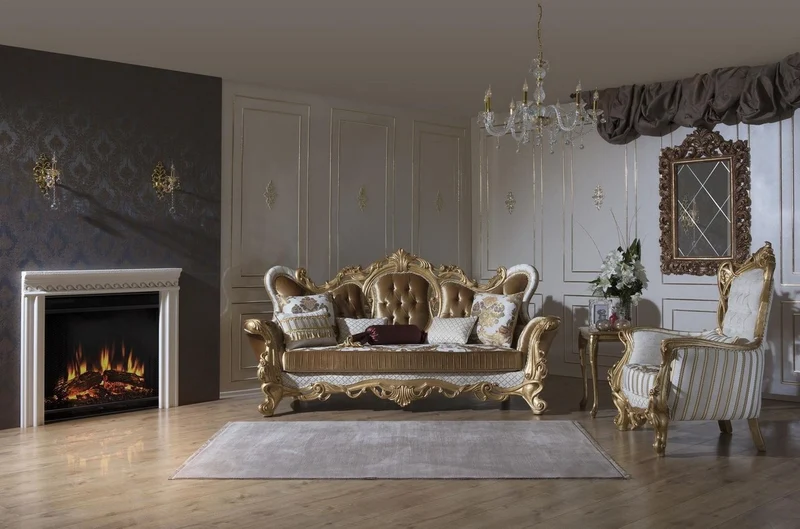 Casa Padrino Luxus Barock Sofa Gold / Weiß / Gold 248 x 108 x H. 122 cm - Wohnzimmer Sofa mit elegantem Muster und dekorativen Kissen - Prunkvolle Barock Möbel