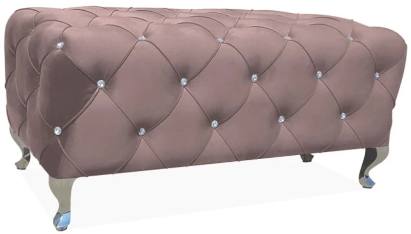 Casa Padrino Barock Sitzbank 100 x 50 x H. 46 cm - Verschiedene Farben - Gepolsterte Bank mit Glitzersteinen und Edelstahl Beinen - Barock Möbel