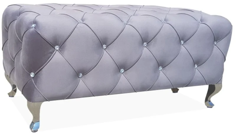 Casa Padrino Barock Sitzbank 100 x 50 x H. 46 cm - Verschiedene Farben - Gepolsterte Bank mit Glitzersteinen und Edelstahl Beinen - Barock Möbel