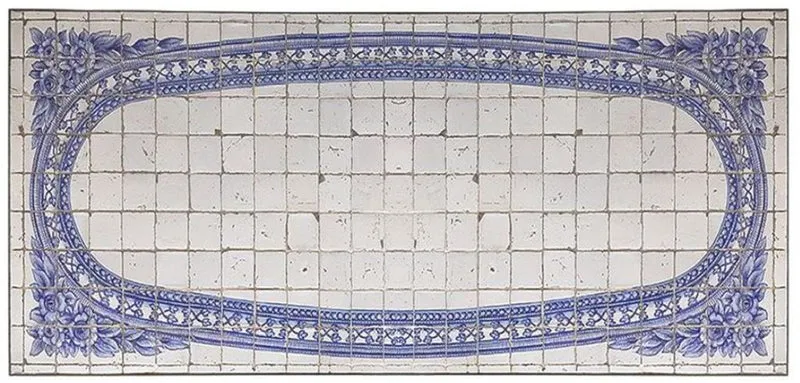Casa Padrino Luxus Barock Mosaik Fliesen Tischplatte Antik Weiß / Blau - Verschiedene Größen - Handgefertigte & Handbemalte Naturstein Esstisch Tischplatte - Barock Möbel