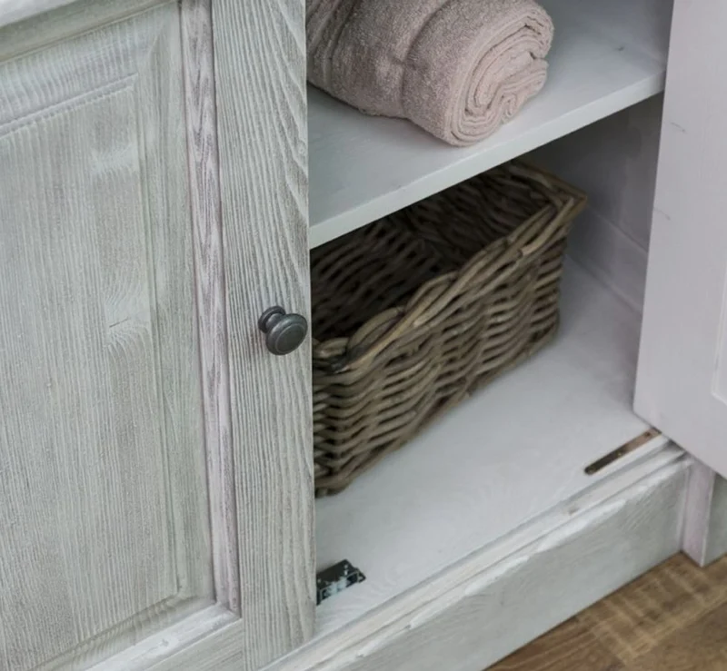 Casa Padrino Landhausstil Badezimmer Set Hellgrau / Dunkelgrau - 1 Waschtisch & 1 Wandspiegel - Massivholz Badezimmer Möbel im Landhausstil