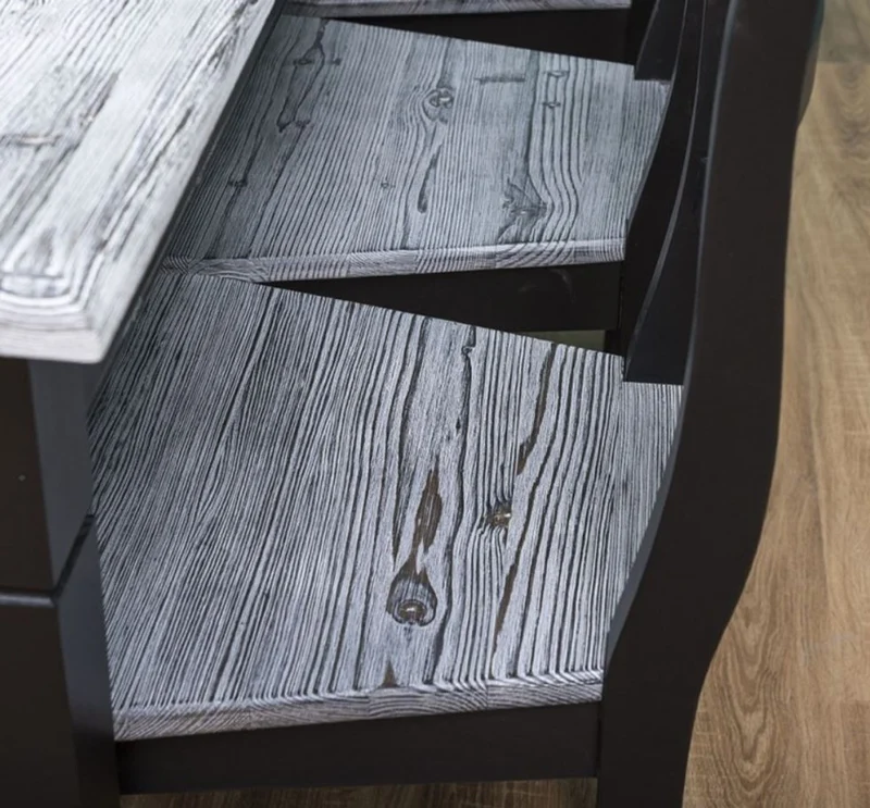 Casa Padrino Landhausstil Esszimmer Möbel Set Antik Weiß / Schwarz - 1 Esstisch & 6 Esszimmerstühle - Massivholz Esszimmer Möbel - Landhausstil Möbel