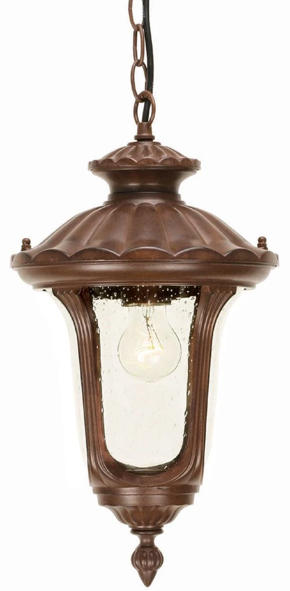 Casa Padrino Barock Außenhängeleuchte Rostfarben Ø 23,5 x H. 43,5 cm - Nostalgische Balkon Garten Terrassen Außenleuchte - Nostalgische Außenbeleuchtung