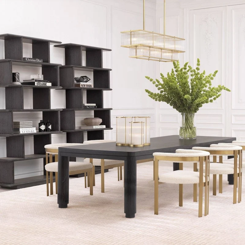 Casa Padrino Luxus Esstisch Anthrazitgrau 300 x 115 x H. 76 cm - Massivholz Küchentisch - Rechteckiger Esszimmertisch - Luxus Esszimmer Möbel