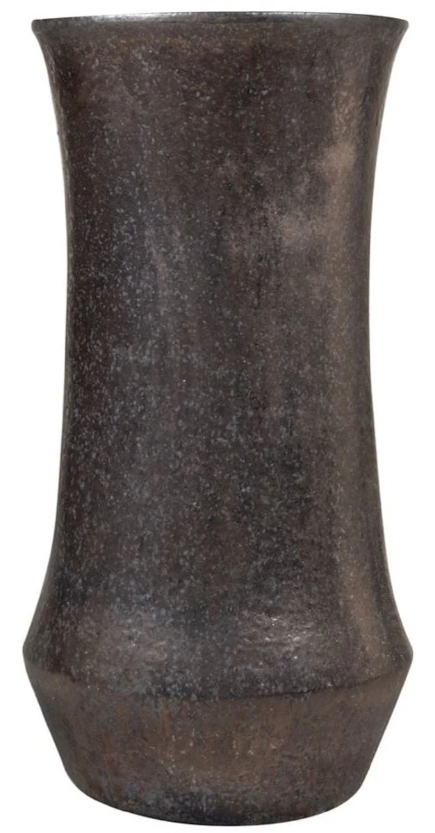 Casa Padrino Jugendstil Blumentopf Schwarz / Bronze Ø 43 x H. 87 cm - Handgefertigter runder Terracotta Pflanzentopf - Garten & Terrassen Deko Accessoires