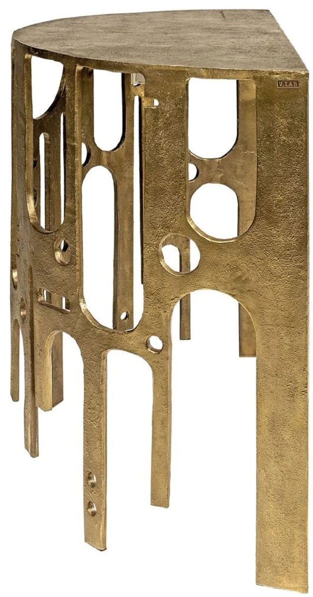 Casa Padrino Designer Aluminium Konsole Bronzefarben 90 x 45 x H. 75 - Halbrunder Konsolentisch - Wohnzimmer Möbel - Luxus Kollektion