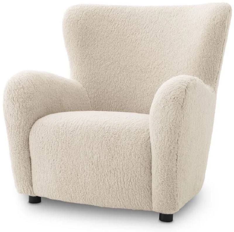 Casa Padrino Luxus Sessel Cremefarben / Schwarz 92 x 80 x H. 97 cm - Wohnzimmer Sessel - Luxus Wohnzimmer Möbel