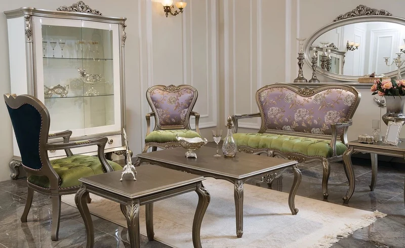 Casa Padrino Luxus Barock Couchtisch Silber 125 x 70 x H. 41 cm - Massivholz Wohnzimmertisch - Edle Barock Möbel