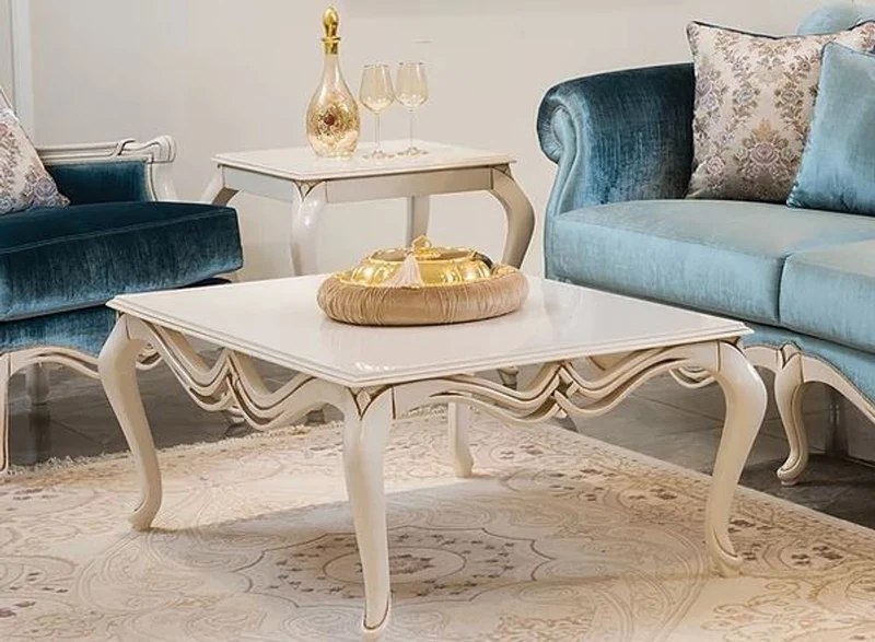 Casa Padrino Luxus Barock Couchtisch Weiß 108 x 77 x H. 45 cm - Rechteckiger Massivholz Wohnzimmertisch - Wohnzimmer Möbel im Barockstil