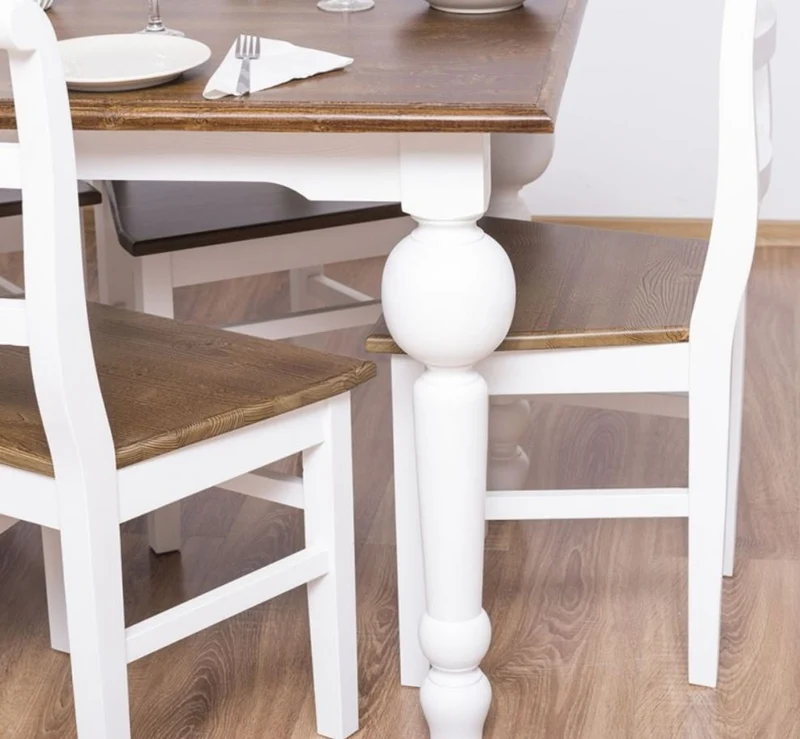 Casa Padrino Landhausstil Esszimmer Möbel Set Braun / Weiß - 1 Esstisch & 8 Esszimmerstühle - Massivholz Esszimmer Möbel - Landhausstil Möbel