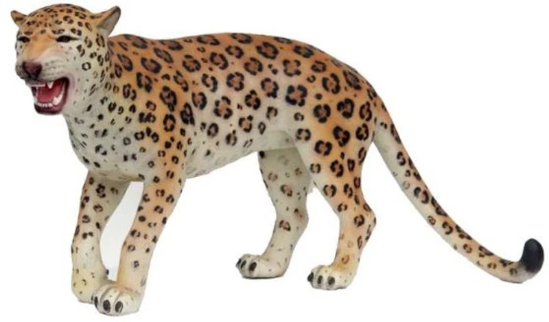 Casa Padrino Dekofigur Leopard Orange / Creme / Schwarz 155 x H. 75 cm - Lebensgroße Wetterbeständige Deko Skulptur - Gartendeko