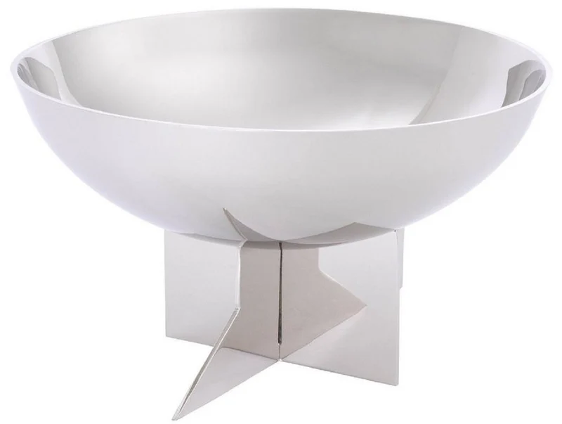 Casa Padrino Designer Edelstahl Schüssel Silber Ø 25 x H. 15 cm - Edle Deko Obstschale - Hotel & Restaurant Accessoires