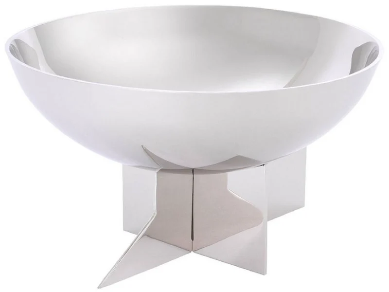 Casa Padrino Designer Edelstahl Schüssel Silber Ø 25 x H. 15 cm - Edle Deko Obstschale - Hotel & Restaurant Accessoires