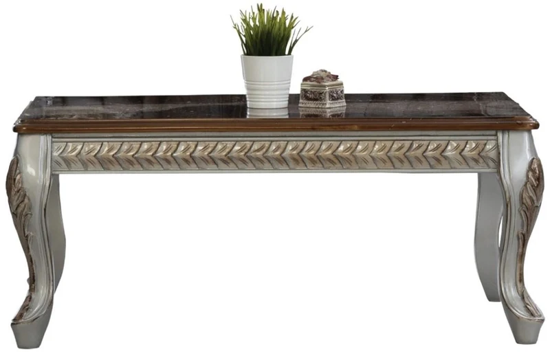Casa Padrino Luxus Barock Couchtisch Braun / Silber / Bronze 115 x 77 x H. 48 cm - Massivholz Wohnzimmertisch - Wohnzimmer Möbel im Barockstil