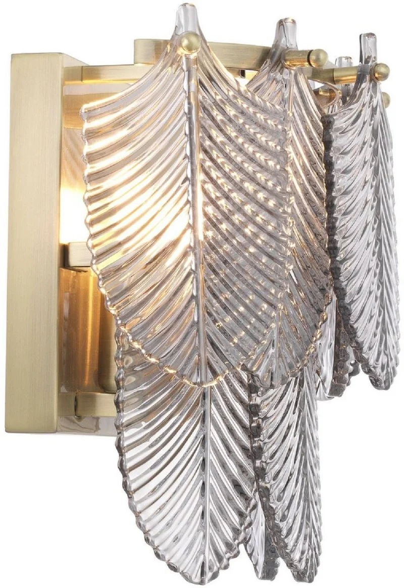 Casa Padrino Luxus Wandleuchte Messingfarben / Grau 27,5 x 17 x H. 26 cm - Edle Hotel & Restaurant Wandlampe - Luxus Qualität