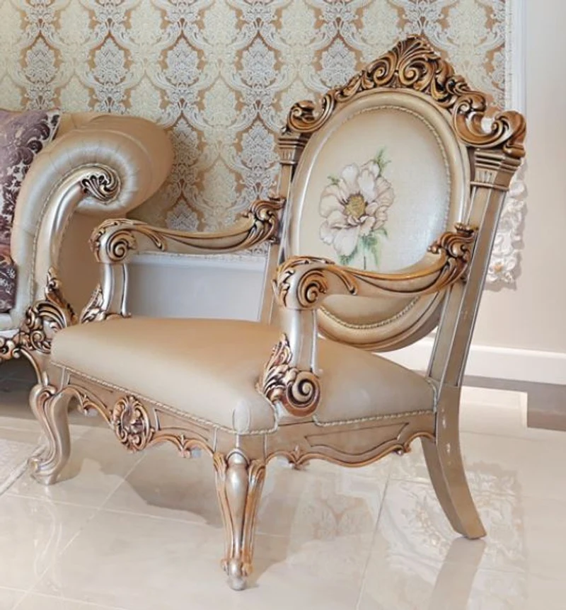 Casa Padrino Luxus Barock Wohnzimmer Set Lila / Creme / Beige / Kupferfarben - 2 Sofas & 2 Sessel & 1 Couchtisch mit Glasplatte - Wohnzimmer Möbel im Barockstil - Edel & Prunkvoll
