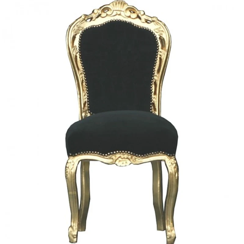 Casa Padrino Barock Esszimmer Stuhl Schwarz / Gold - Möbel Antik Stil - Esszimmerstuhl