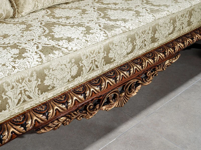 Casa Padrino Luxus Barock Sofa Gold / Braun / Bronze 245 x 92 x H. 127 cm - Wohnzimmer Sofa mit elegantem Muster und dekorativen Kissen - Edle Barock Möbel