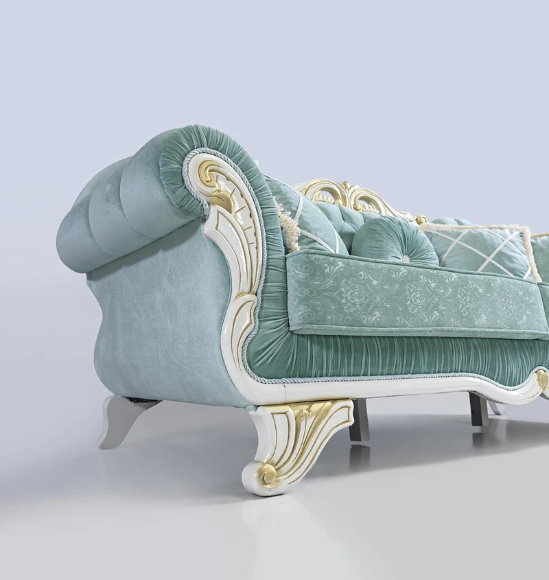 Casa Padrino Barock Wohnzimmer Set Hellgrün / Weiß / Gold - 2 Sofas & 2 Sessel & 1 Couchtisch - Edle Wohnzimmer Möbel im Barockstil