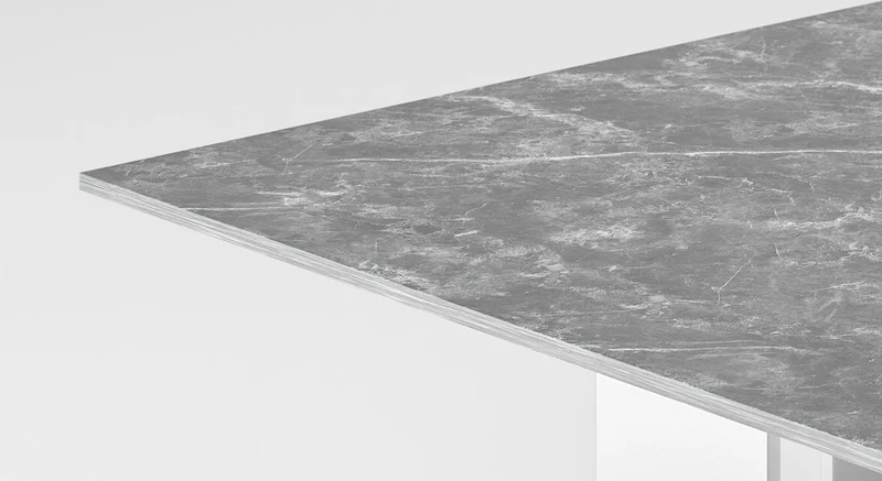 Casa Padrino Luxus Esstisch Grau / Silber 150 x 150 x H. 75 cm - Quadratischer Esszimmertisch mit Marmorplatte - Esszimmer Möbel - Luxus Kollektion