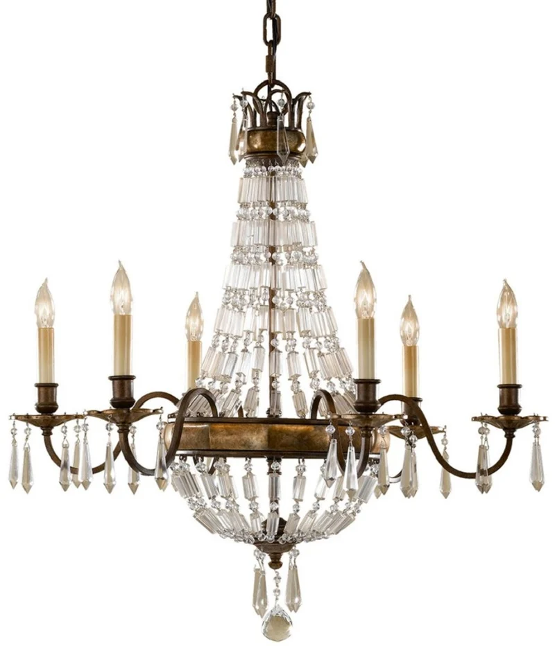 Casa Padrino Barock Kronleuchter mit Kristallglas Bronze Ø 68,6 x H. 74 cm - Prunkvoller Kronleuchter im Barockstil - Edel & Prunkvoll
