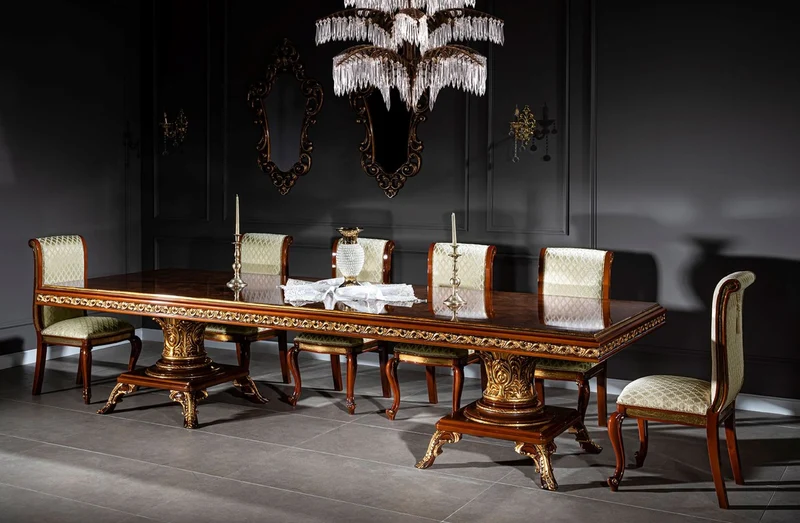 Casa Padrino Luxus Barock Esszimmer Stuhl Set Gold Muster / Braun / Gold 50 x 55 x H. 105 cm - Edles Küchen Stühle 6er Set - Barock Esszimmer Möbel