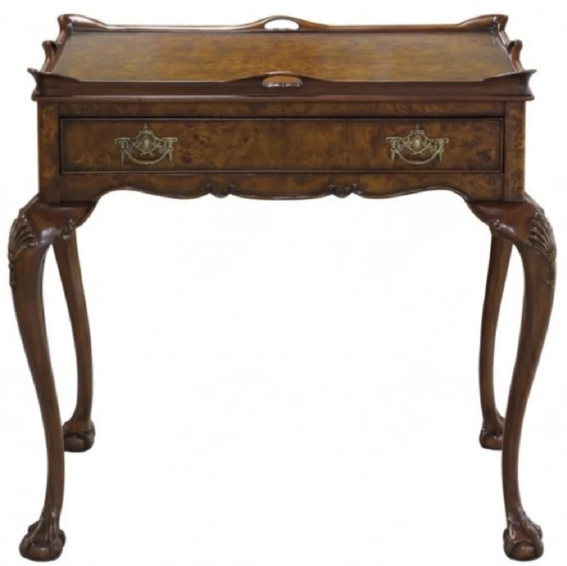Casa Padrino Luxus Jugendstil Beistelltisch mit Schublade und abnehmbarem Tablett Braun 78 x 57 x H. 78 cm - Eleganter Teetisch - Barock & Jugendstil Wohnzimmer Möbel - Luxus Qualität