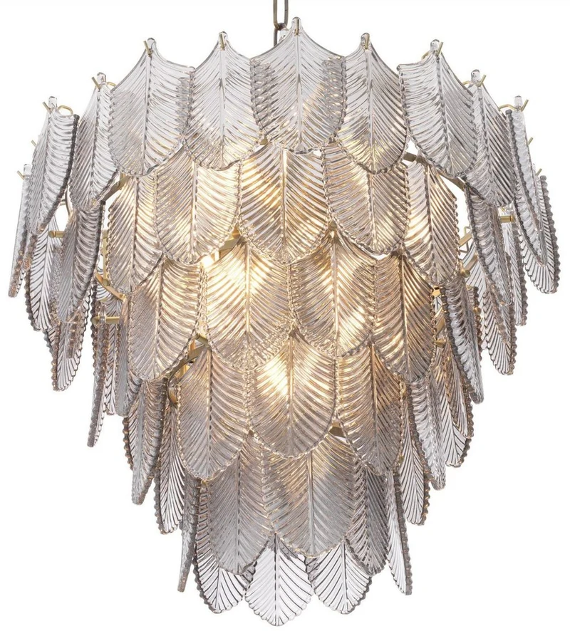 Casa Padrino Luxus Kronleuchter Messingfarben / Grau Ø 62 x H. 53 cm - Edler Hotel & Restaurant Kronleuchter - Luxus Qualität