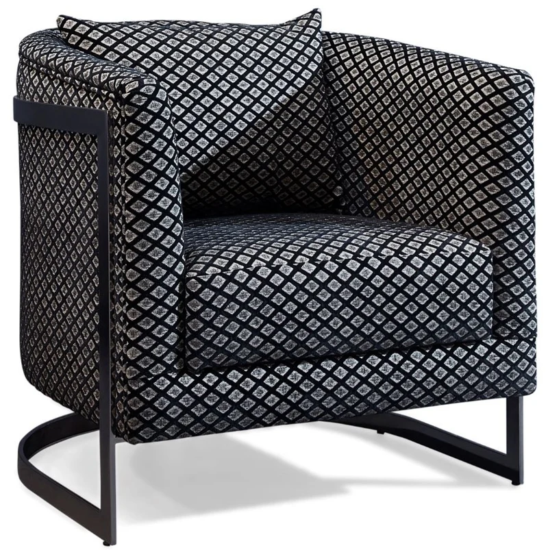 Casa Padrino Luxus Sessel Silber / Schwarz 73 x 64 x H. 77 cm - Wohnzimmer Sessel mit dekorativem Kissen - Luxus Wohnzimmer Möbel