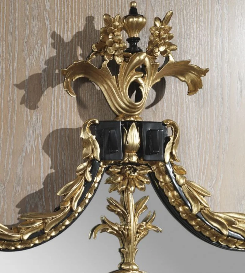 Casa Padrino Luxus Barock Möbel Set Konsole mit Spiegel Schwarz / Grün / Gold - Prunkvoller handgeschnitzter Konsolentisch mit elegantem Wandspiegel - Barock Schloss & Hotel Möbel - Luxus Qualität