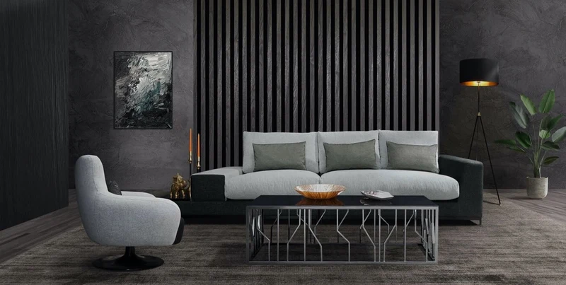 Casa Padrino Luxus Wohnzimmer Sofa mit dekorativen Kissen Hellgrau / Schwarz 337 x 100 x H. 57 cm - Luxus Wohnzimmer Möbel