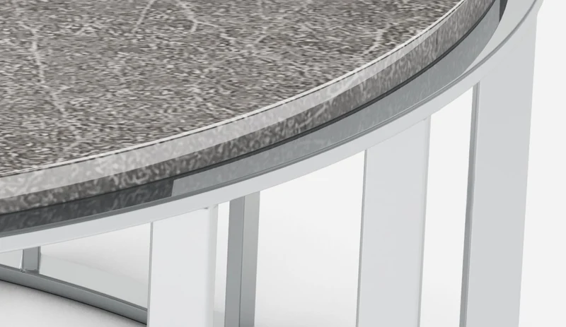 Casa Padrino Luxus Couchtisch Grau / Silber Ø 100 x H. 42 cm - Runder Wohnzimmertisch mit Emperador Marmorplatte und Edelstahl Gestell - Wohnzimmermöbel - Luxus Qualität
