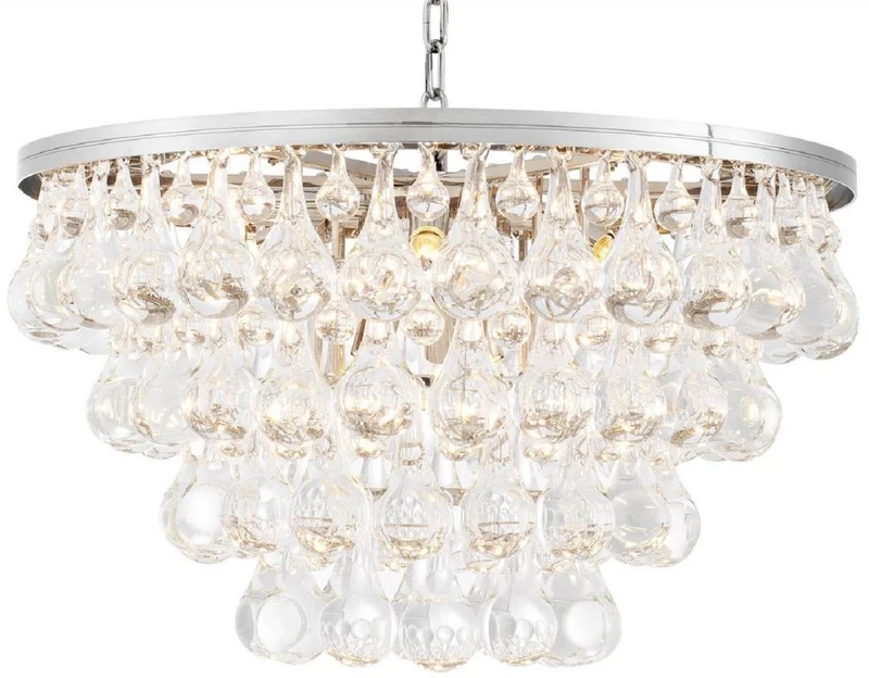 Casa Padrino Luxus Glas Kronleuchter Silber Ø 65 x H. 41 cm - Edler Wohnzimmer Kronleuchter - Luxus Qualität