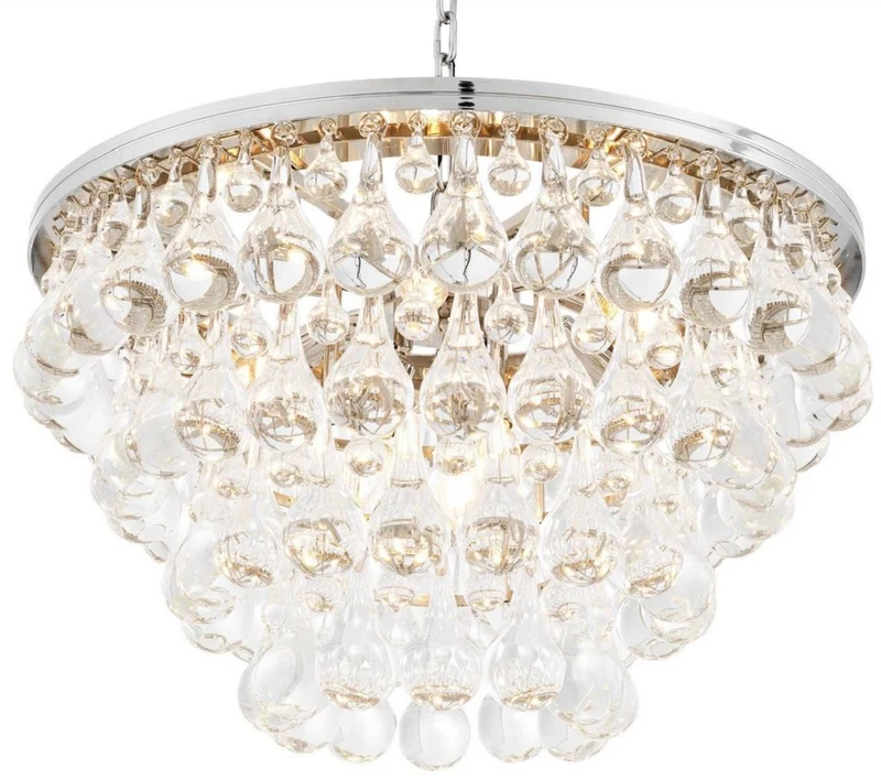 Casa Padrino Luxus Glas Kronleuchter Silber Ø 65 x H. 41 cm - Edler Wohnzimmer Kronleuchter - Luxus Qualität