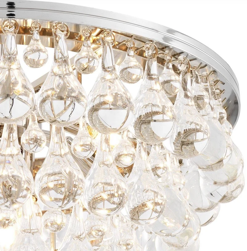 Casa Padrino Luxus Glas Kronleuchter Silber Ø 65 x H. 41 cm - Edler Wohnzimmer Kronleuchter - Luxus Qualität