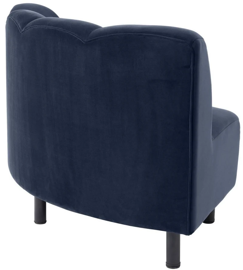 Casa Padrino Luxus Samt Couch Mitternachtsblau / Schwarz 114 x 75 x H. 87 cm - Gebogenes & Erweiterbares Wohnzimmer Sofa - Luxus Möbel