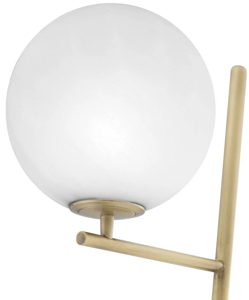 Casa Padrino Luxus Stehleuchte Antik Messingfarben / Schwarz / Weiß 39 x 30 x H. 159 cm - Moderne Metall Stehlampe mit Marmorfuss und rundem Glas Lampenschirm - Luxus Qualität