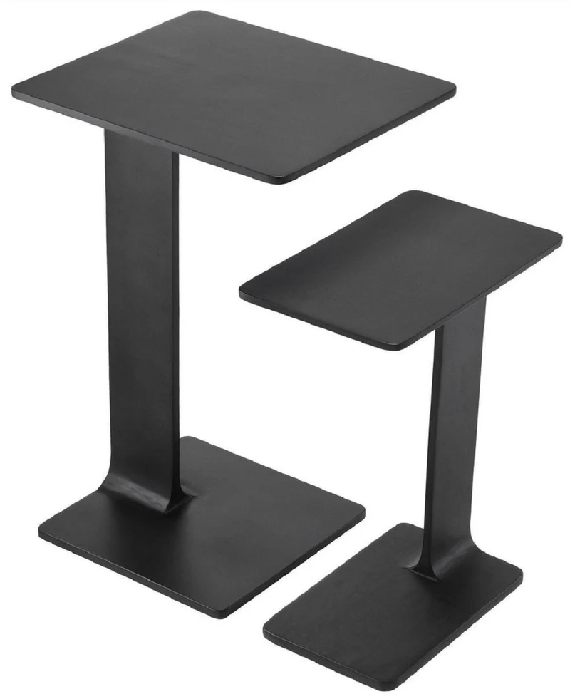 Casa Padrino Luxus Beistelltisch Set Schwarz - 2 Tische aus hochwertigem Aluminium - Wohnzimmer Möbel - Luxus Qualität
