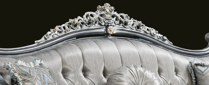 Casa Padrino Luxus Barock Sofa Silber / Türkis / Gold 248 x 96 x H. 118 cm - Prunkvolles Massivholz Wohnzimmer Sofa mit elegantem Muster und dekorativen Kissen - Barock Wohnzimmer Möbel