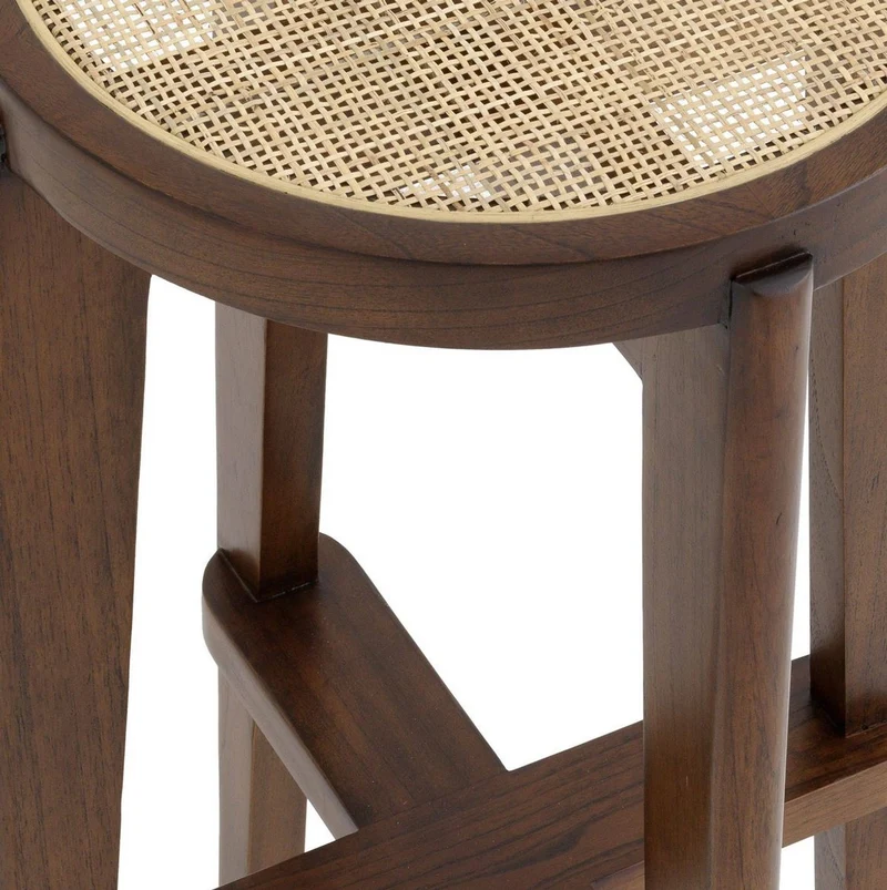Casa Padrino Luxus Barhocker Braun / Naturfarben Ø 44 x H. 76,5 cm - Runder Massivholz Barstuhl - Bar Möbel