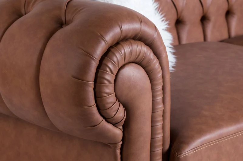 Casa Padrino Luxus Chesterfield Sofa Braun 240 x 100 x H. 78 cm - Edles Wohnzimmer Sofa - Chesterfield Möbel