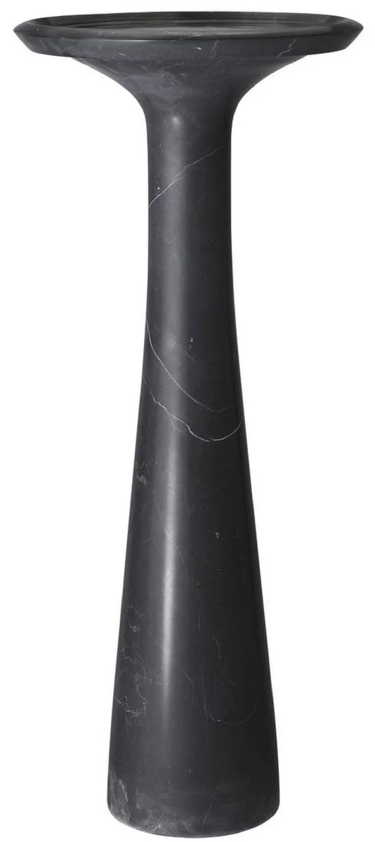 Casa Padrino Luxus Beistelltisch Schwarz Ø 30 x H. 71,5 cm - Runder Beistelltisch aus hochwertigem Marmor - Luxus Wohnzimmer Möbel