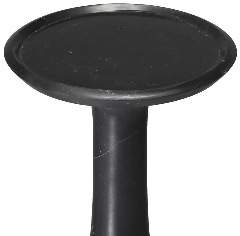 Casa Padrino Luxus Beistelltisch Schwarz Ø 30 x H. 71,5 cm - Runder Beistelltisch aus hochwertigem Marmor - Luxus Wohnzimmer Möbel
