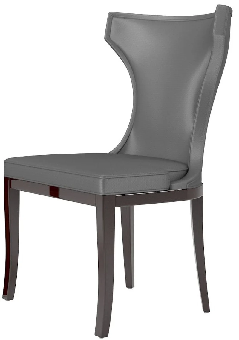 Casa Padrino Luxus Esszimmer Stuhl Set Silber / Dunkelbraun 50 x 50 x H. 90 cm - Edles Küchen Stühle 6er Set - Luxus Esszimmer Möbel