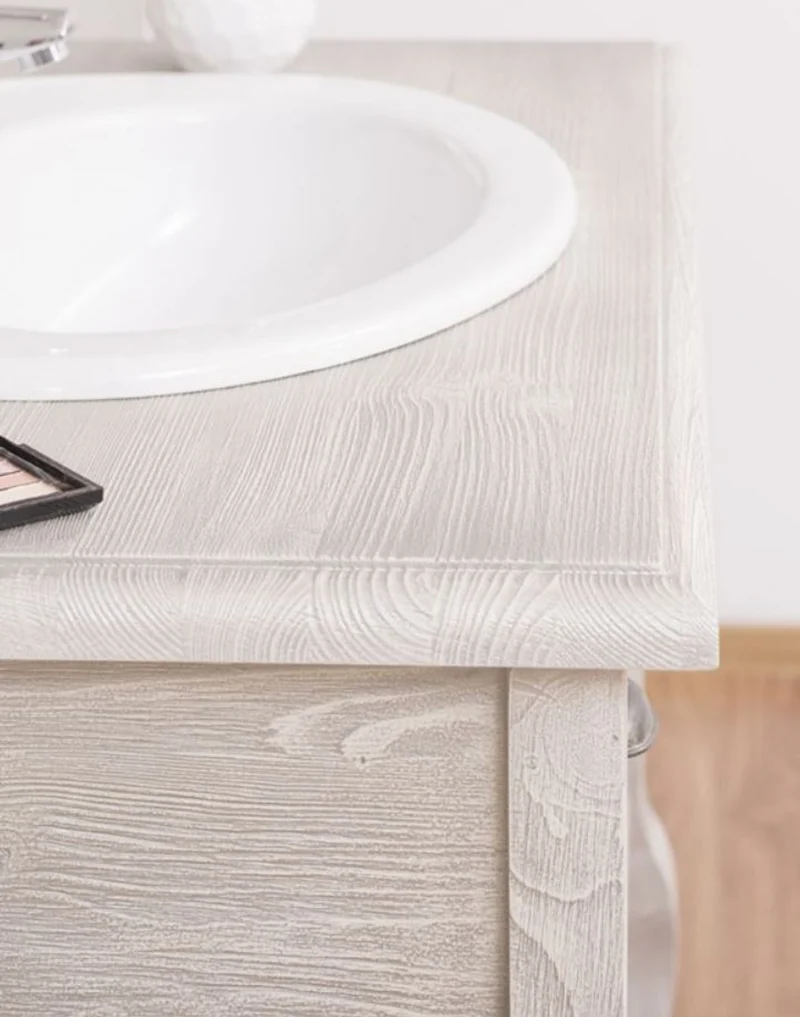 Casa Padrino Landhausstil Badezimmer Set Hellgrau - 1 Waschtisch mit Schublade & 1 Wandspiegel - Landhausstil Badezimmer Möbel
