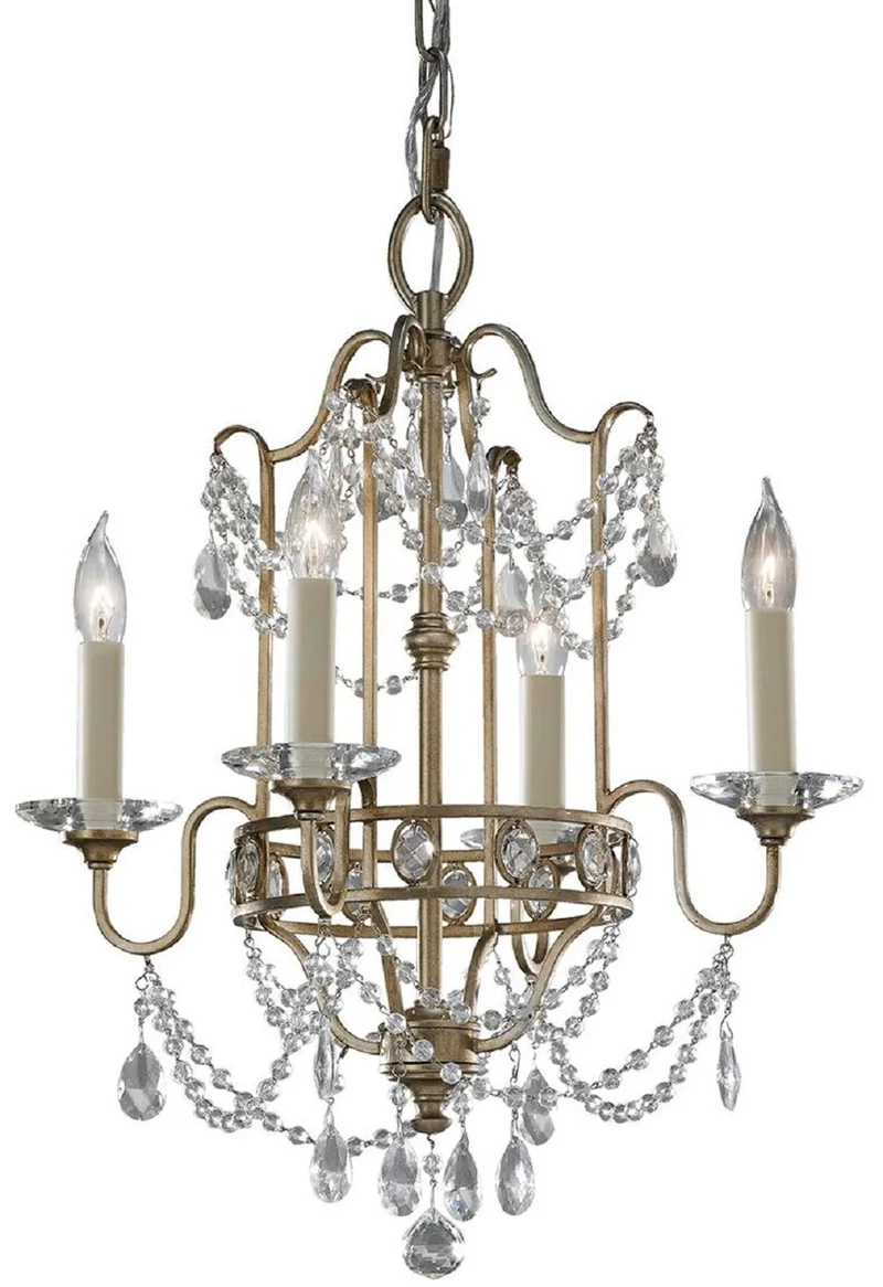 Casa Padrino Barock Kristall Kronleuchter Silber / Gold Ø 41,3 x H. 49,4 cm - Eleganter Kronleuchter im Barockstil - Barock Möbel