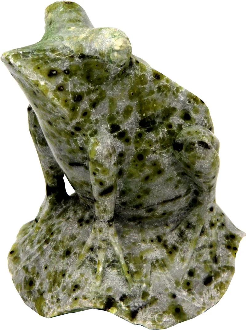 Casa Padrino Naturstein Frosch Skulptur 10 x 9 x H 10.5 cm - Dekoration Stein Figur - Handgefertigt