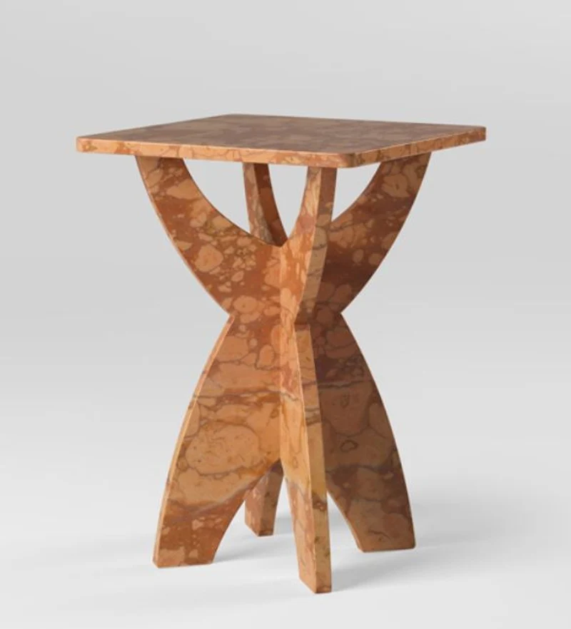 Casa Padrino Luxus Rosso Verona Marmor Beistelltisch Terracottafarben 45 x 45 x H. 60 cm - Wohnzimmer Möbel - Luxus Qualität